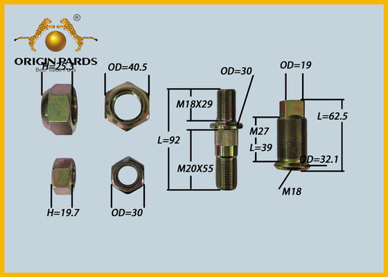 ORIGIN PARDS Wheel Bolt Kit 8970170432 trục sau phải 5 lỗ phanh trống bánh xe rim cố định Isuzu NPR NMR Truck 4JJ1 4HG1 Động cơ